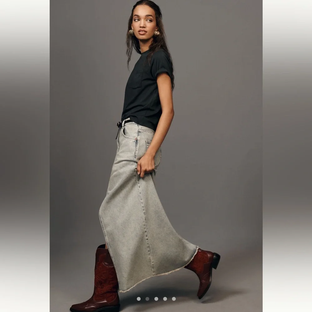 Pilcro Jean Midi Skirt